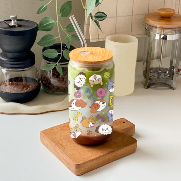 Vaso Perritos de Vidrio con Popote 1 -HC