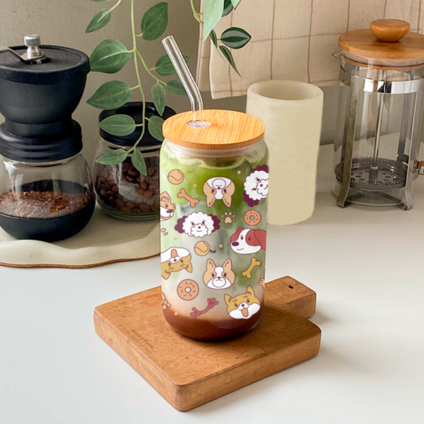 Vaso Perritos de Vidrio con Pitillo 3 -HC