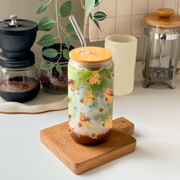 Vaso Perritos de Vidrio con Popote 2 -HC