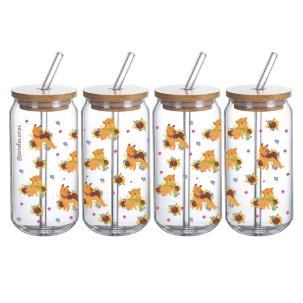 Vaso Perritos de Vidrio con Popote 2 -HC
