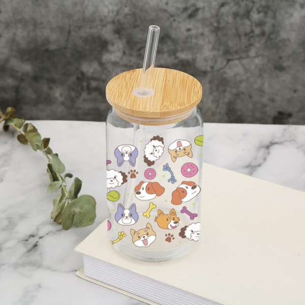 Vaso Perritos de Vidrio con Popote 1 -HC