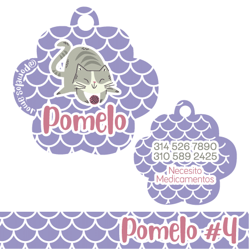 Placa Personalizada para Gatos Pomelo#4