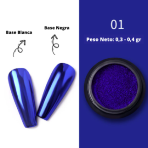 Polvo de Uñas Espejo Azul Eléctrico