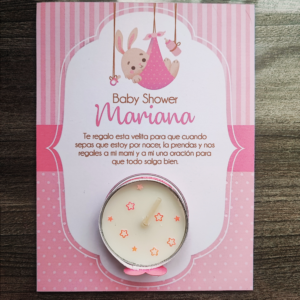 Velitas de pebetero con bolsita y tarjeta personalizada