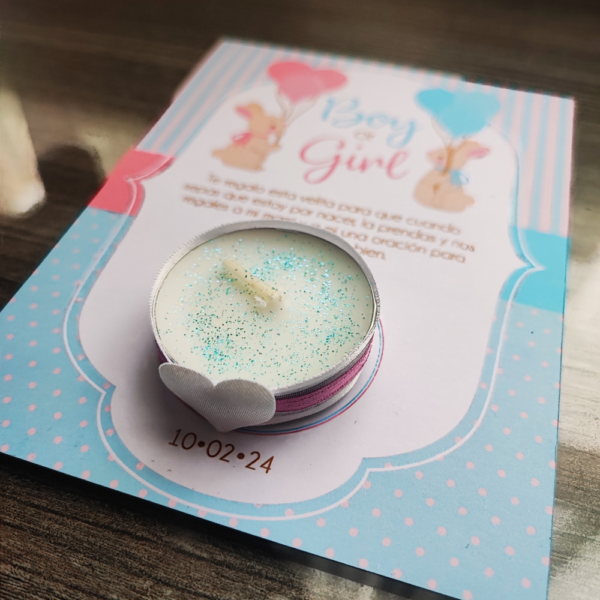 Velitas de pebetero con bolsita y tarjeta personalizada