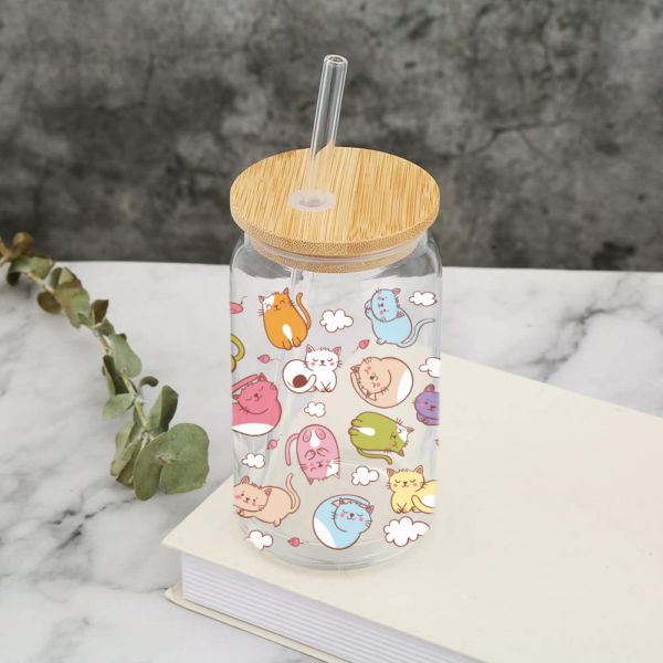 Vaso Gatitos de Vidrio con Popote 2 -HC