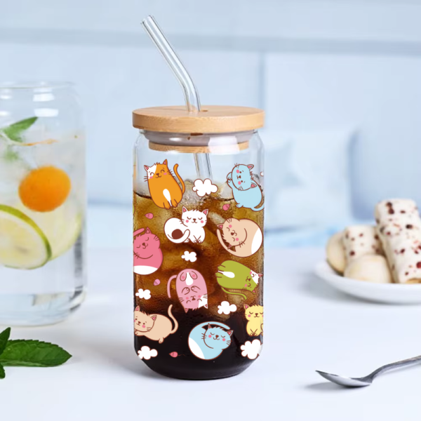 Vaso Gatitos de Vidrio con Popote 2 -HC
