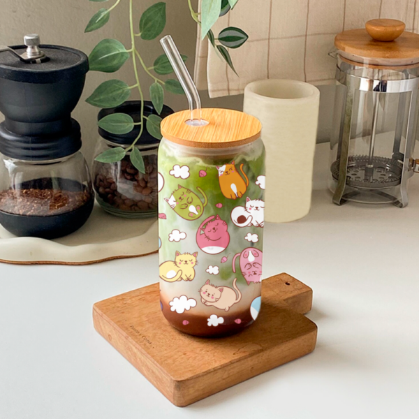 Vaso Gatitos de Vidrio con Popote 2 -HC