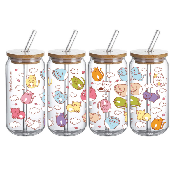 Vaso Gatitos de Vidrio con Popote 2 -HC