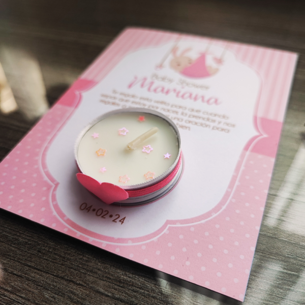 Velitas de pebetero con bolsita y tarjeta personalizada
