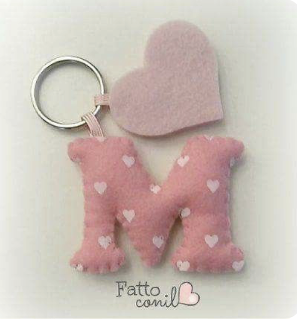 Llaveros en fieltro con letras + tarjeta personalizada