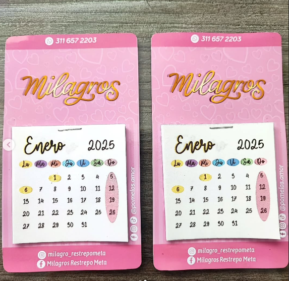 Mini calendario de imán x12 recordatorios