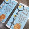 Llaveros religiosos con piedras y dijes + tarjeta personalizada