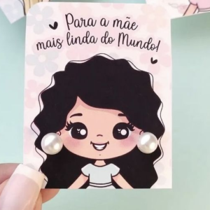 Aretes en perla con tarjeta personalizada