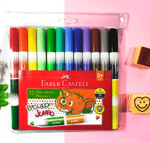 Plumones Jumbo Bicolor x12 Faber-Castell – ¡24 Colores para Crear!