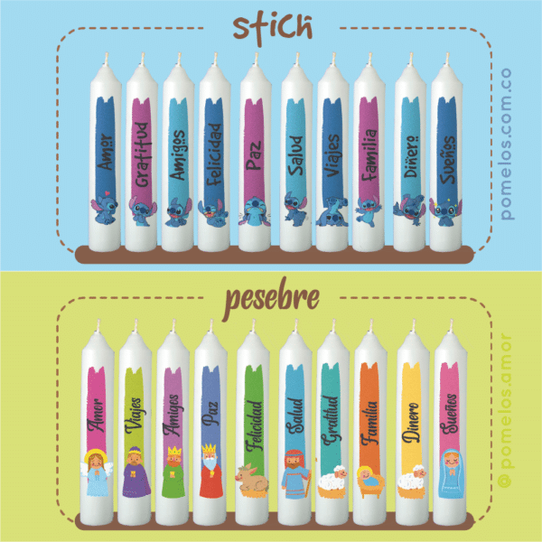 DISEÑOS CON IMAGENES DE VELITAS_Mesa de trabajo 1 copia 6 Velitas 7 diciembre x10 unidades personalizadas