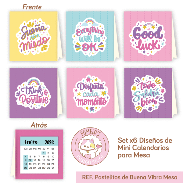 diseños calendarios digitales-13 Mini Calendarios Mesa Pastelitos de Buena Vibra - Digitales