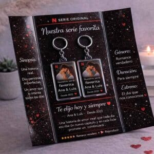 Llaveros de pareja personalizados estilo Netflix – Edición especial