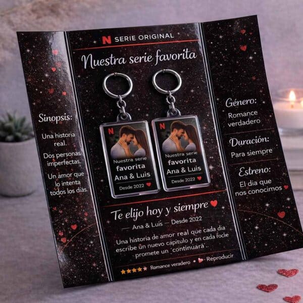 Llaveros de pareja personalizados estilo Netflix – Edición especial